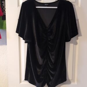 Torrid Black Velvet V-Neck Blouse